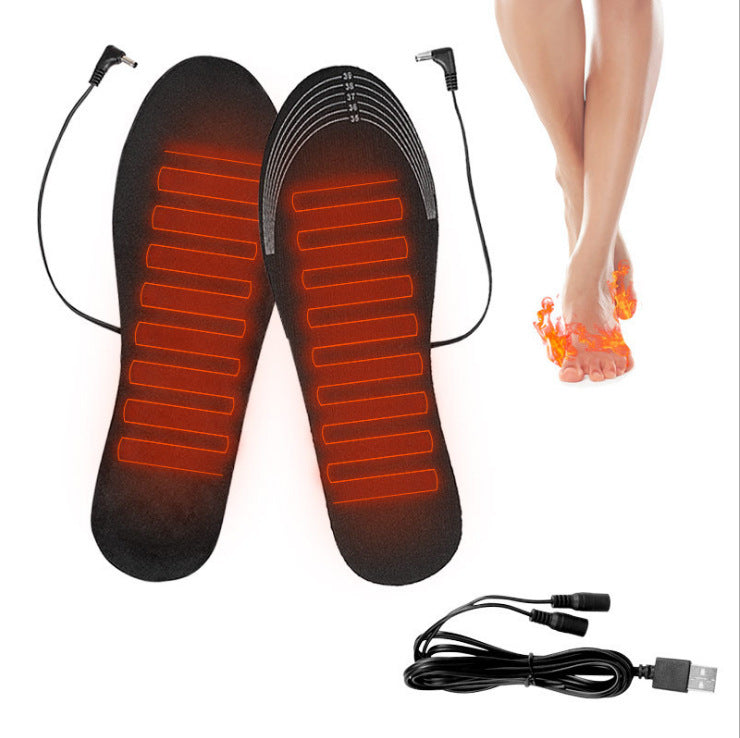 USB Warmed Insole Feet Warmer Rechargeable Heating Washable Size
