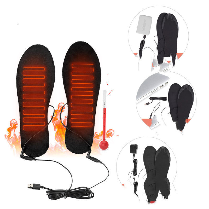 USB Warmed Insole Feet Warmer Rechargeable Heating Washable Size